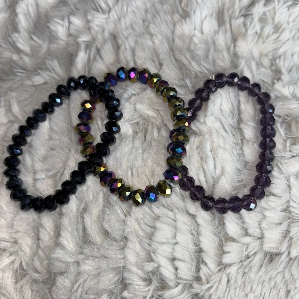 FASHION * CRYSTAL * BRACELETs Hand-Made in USA mixed set of‎ 3. NWOT 3499